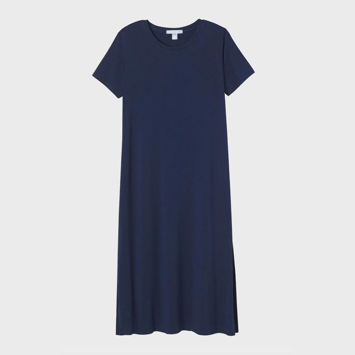  Bamboo Short Sleeve Lounge Dress In Navy