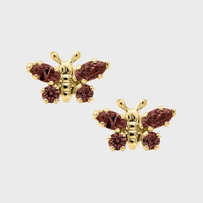 Mignonette Butterfly Birthstone Gold Earrings