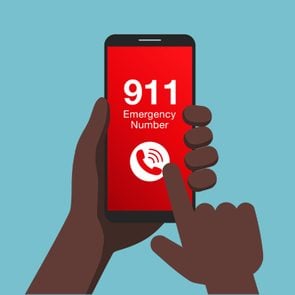 illustration of hands calling 911