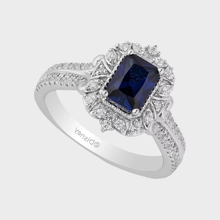 Sapphire & Diamond Halo Cinderella Ring In 14k White Gold Ecomm Macys.com