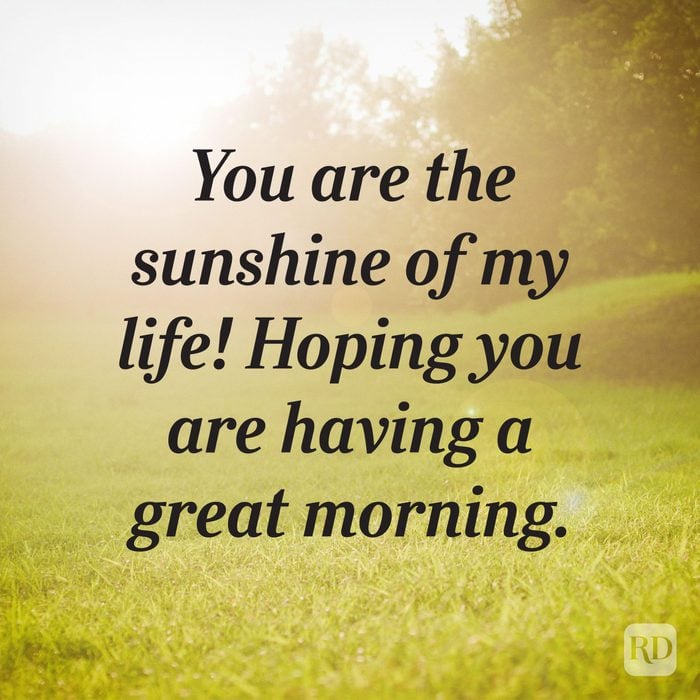 Good morning message: You are the sunshine of my life! Hoping you are having a great morning.