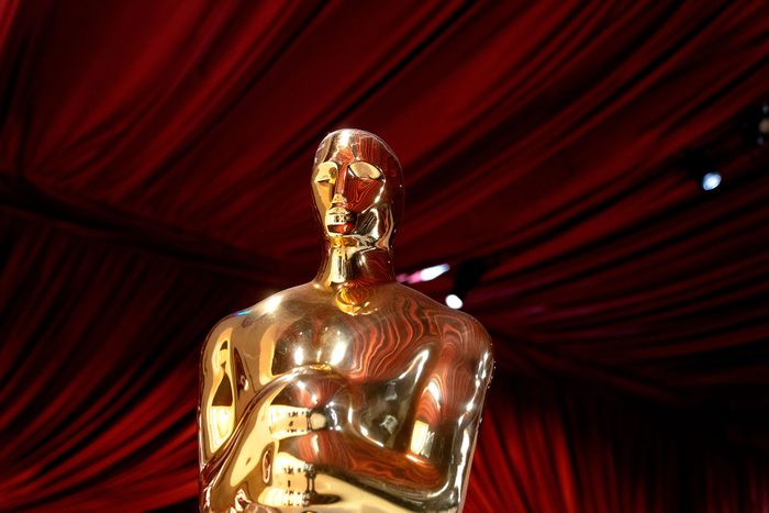 Oscars statues line the red carpet as preparations are made ahead of the 95th Academy Awards