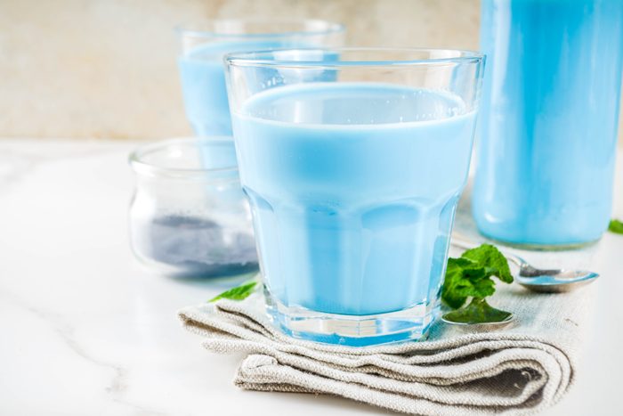 Blue matcha drink