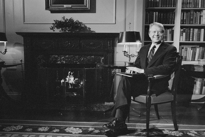 US President Jimmy Carter at the White House during a fireside chat on the Panama Canal Treaty, Washington