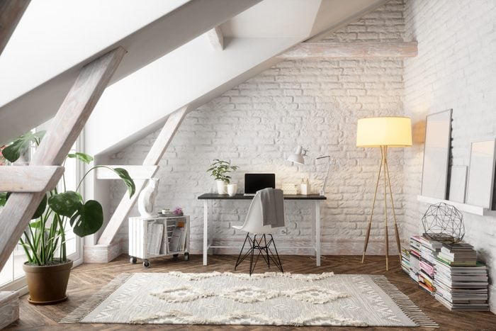 Scandinavian Style Attic Modern Home Office Interior