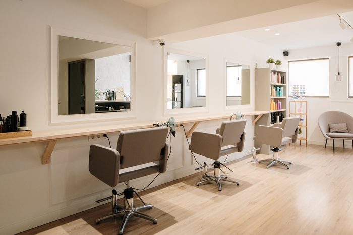 Modern hair salon with no people