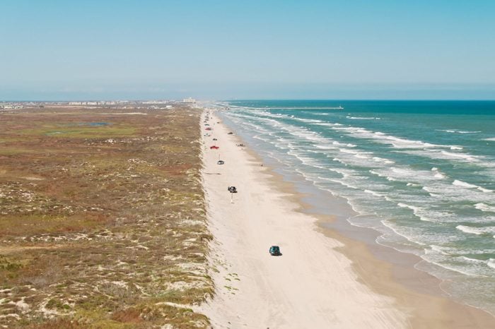Aerial View of Activity on the Beach of Padre Island National Seashore