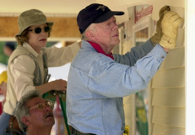Former President Carter Works On Habitat For Humanity Homes