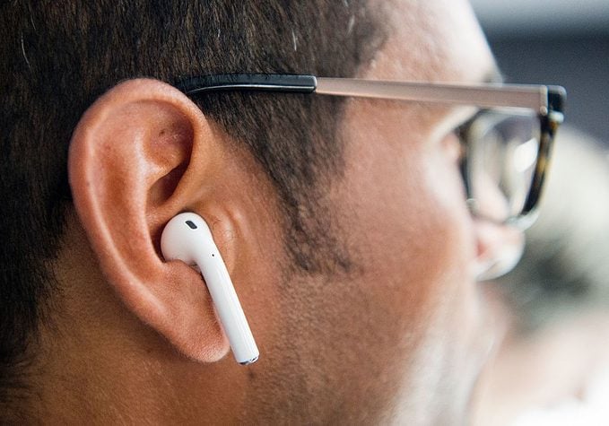 Apple Wireless Airpods Tested at an Apple iPhone Launch 