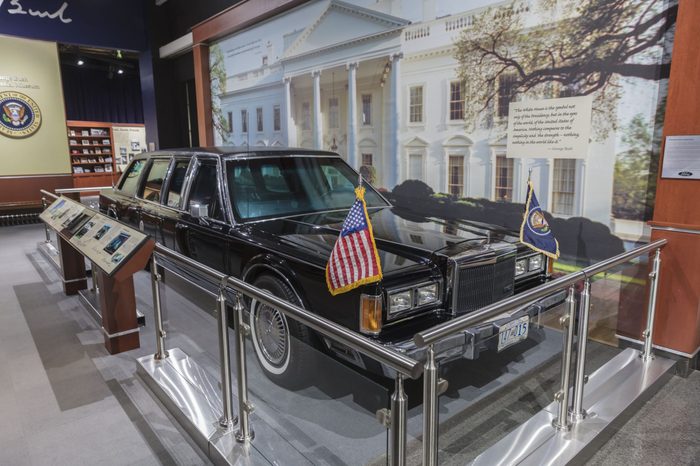 College Station, Texas, George H.W. Bush Presidential Library and Museum shows Presidential Limo
