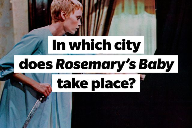 Still from Rosemary's Baby, TEXT: In which city does Rosemary's Baby take place?