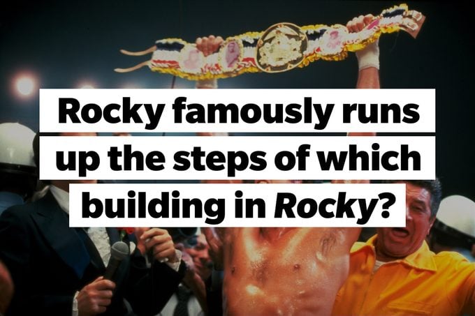 Still from Rocky, TEXT: Rocky famously runs up the steps of which building in Rocky?