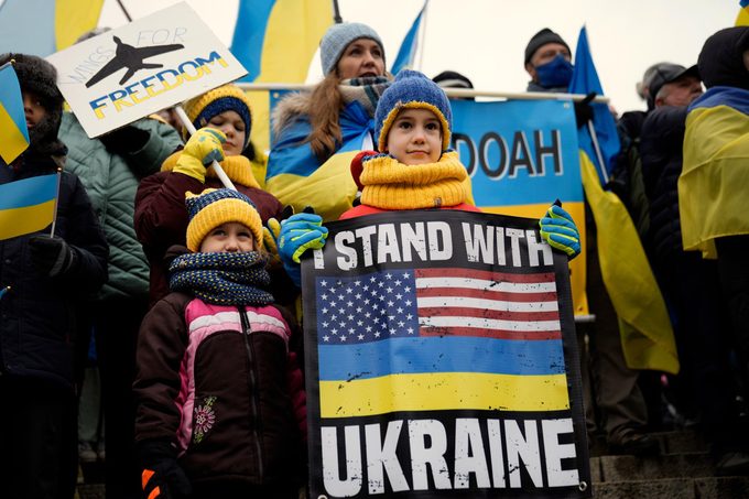People Across North America Gather To Support Ukraine On The Anniversary Of The Russian Invasion