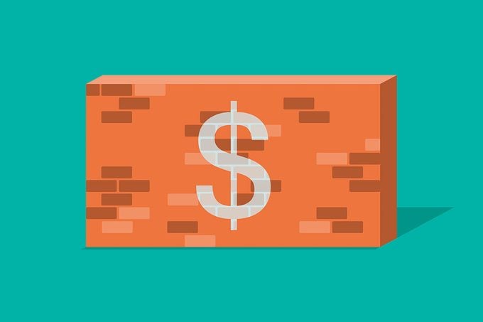 Illustration Of Brick Wall Obstacle Painted With Dollar Sign