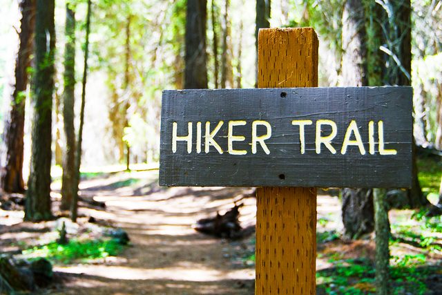 Hiker Trail Sign in Central Oregon on U.S. Forest Service Land