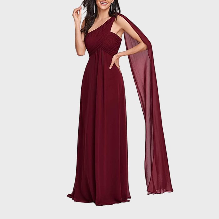 One Shoulder Chiffon Evening Gown
