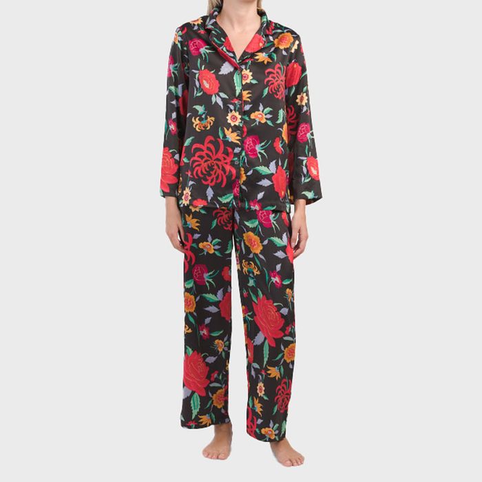  Satin Notch Pajama Set 