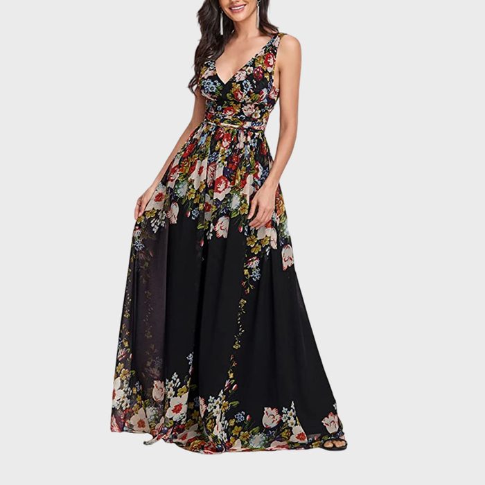 Sleeveless Floral Maxi Gown