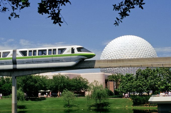 View of Epcot Center Including Sphere And Monorail