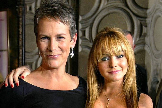 Jamie Lee Curtis and Lindsay Lohan pose before the premiere of their "Freaky Friday" movie 