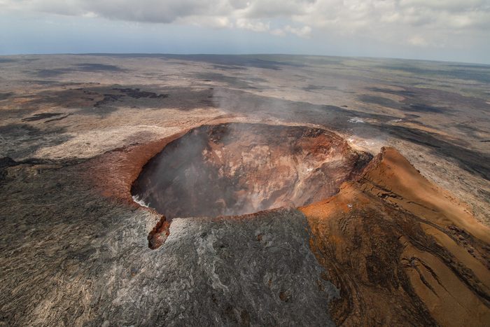 Aerial view of the crater of the Mauna Loa volcano on Big Island, Hawaii