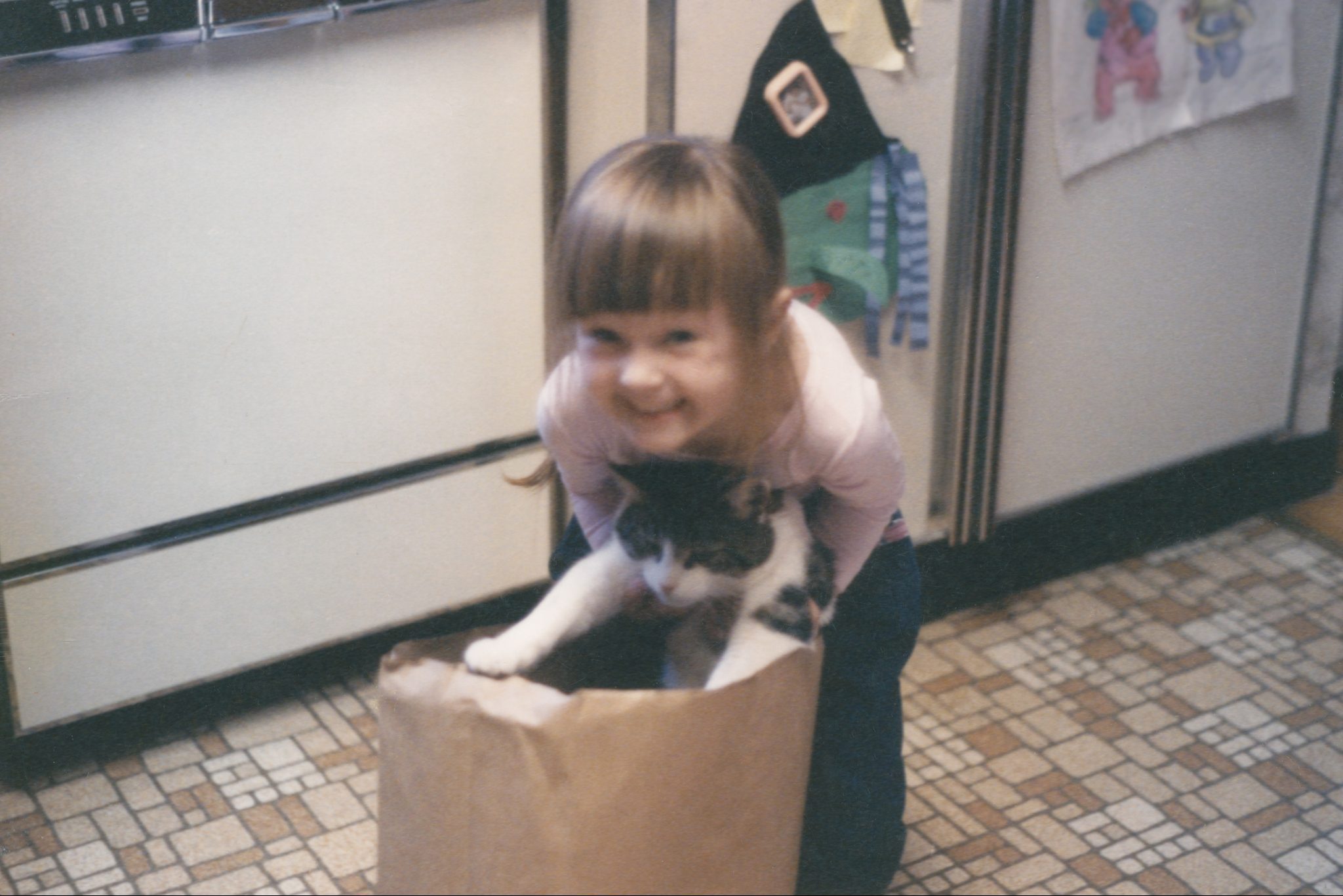 Cat's out of the bag: Little Girl Holding Cat, Unamused Cat From Childhood