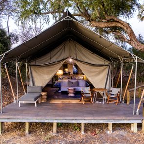 Luxury tent at Machaba Camp, Botswana