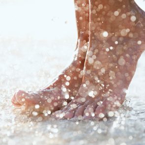 Feet Under Shower Outdoors