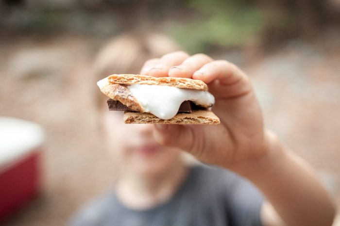 Boy holding a s'more