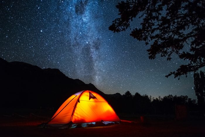 Tent and night sky
