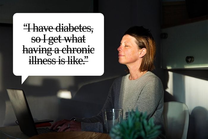 Speech bubble text: "I have diabetes, so I get what having a chronic illness is like."