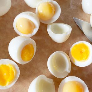 hardboiled eggs cut in half