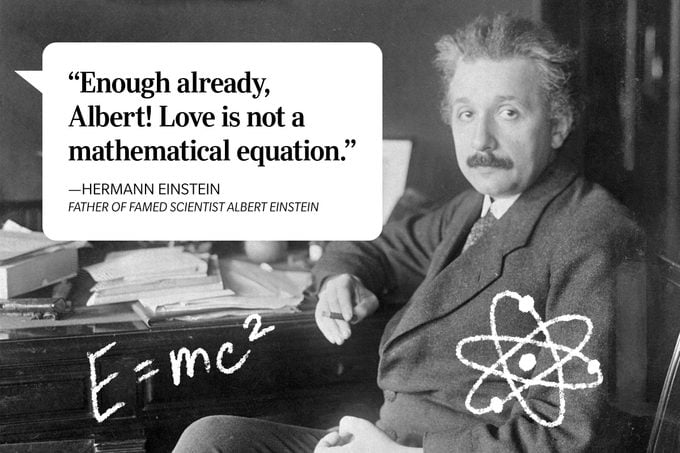 Speech bubble with an advice quote over a photo of Albert Einstein
