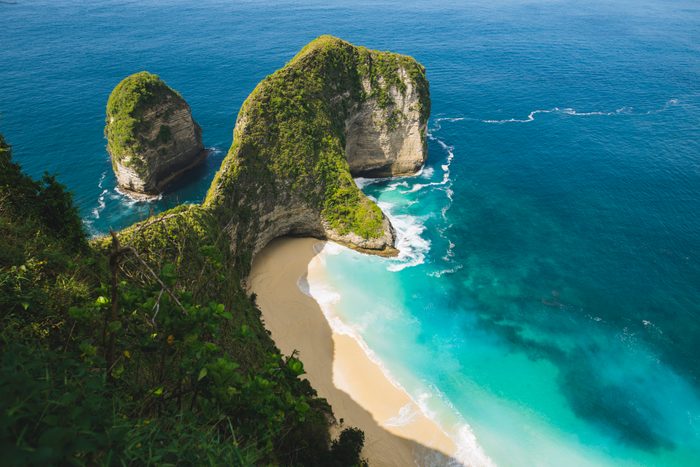 Cliffs by Kelingking Beach in Nusa Penida, Indonesia