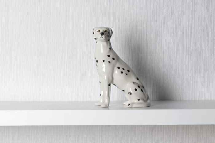 Porcelain Dalmatian Dog Sitting on Shelf