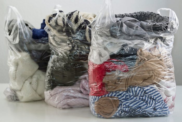 Clothes in plastic bags