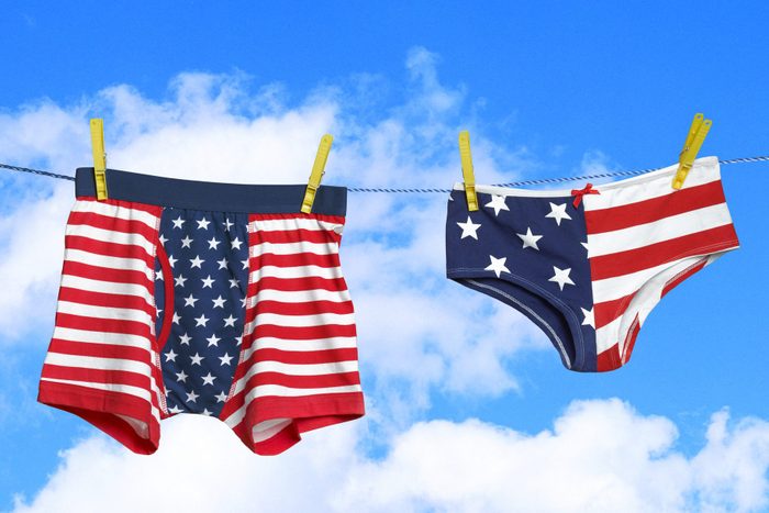 Stars and stripes underwear on washing line