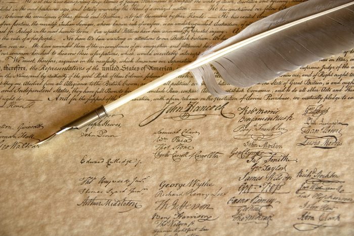 Signatures on Declaration of Independence