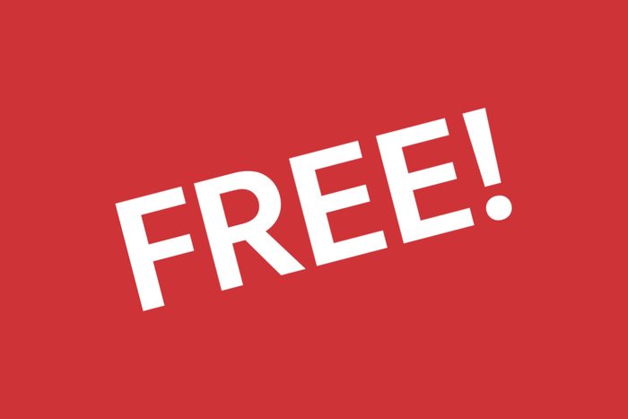 "FREE" in white letters on a red background