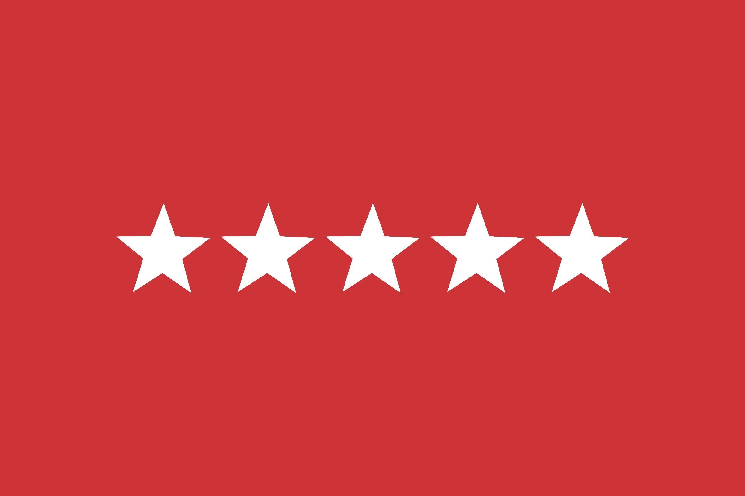 five white stars on a red background