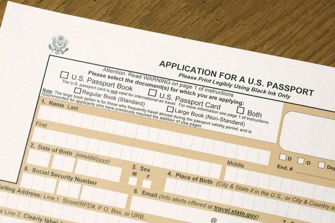 Government Passport Application From The U.s. Department Of State