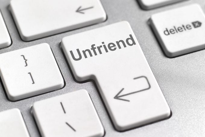 Unfriend Button Pictured on a Keyboard surrounded by other keyboard keys and functions