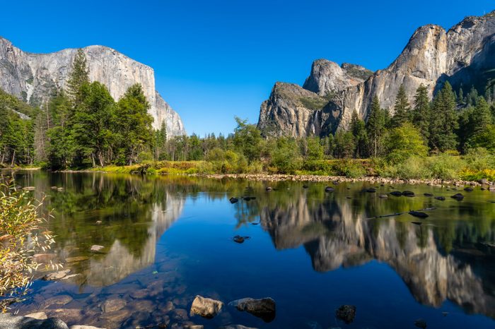 Yosemite National Park river reflection. California. USA