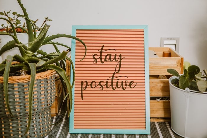 stay positive text in banner
