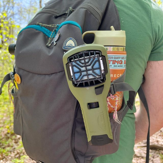 Thermacell Mosquito Repellent on backpack
