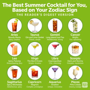 The Best Summer Cocktail For You Based On Your Zodiac Sign Infographic