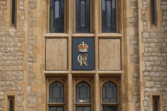 The new cypher for King Charles III which has been installed on the Jewel House at the Tower of London. Picture date: Monday April 24, 2023.