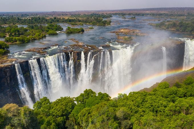Aerial view of famous Victoria Falls, Zimbabwe and Zambia