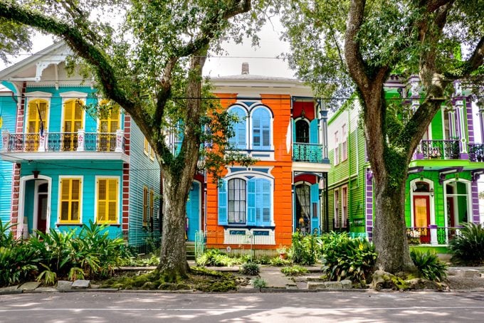 Colorful homes and historic architecture in New Orleans, Louisiana