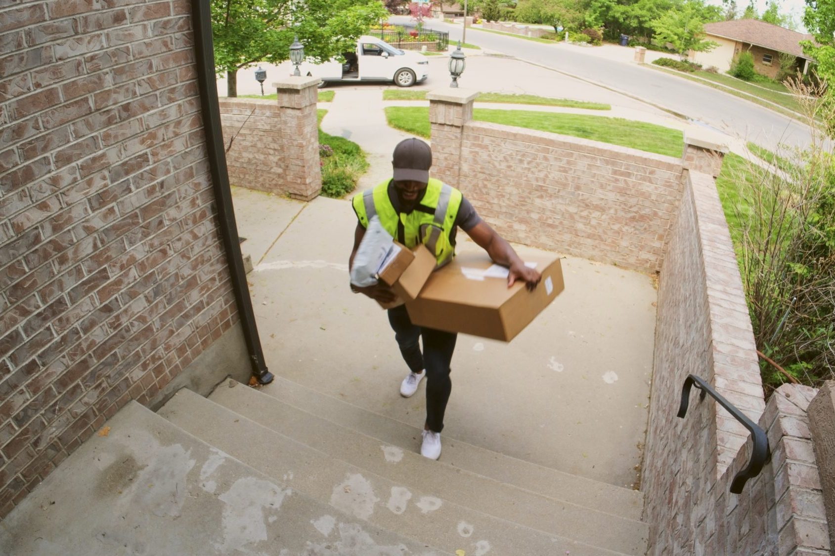 Home Security Camera Footage of Package Delivery